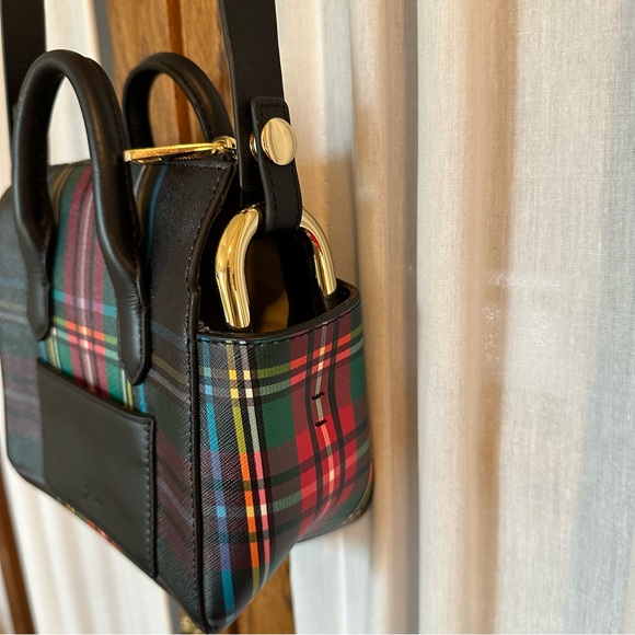 J. Crew Black Stewart Plaid Harper Mini Convertible Crossbody Satchel Bag - Picture 9 of 16